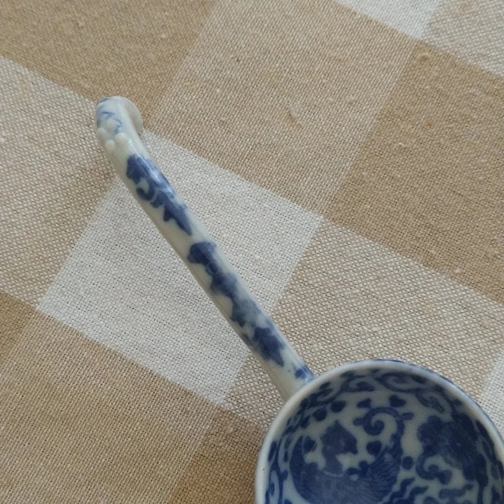Antique transferware blue and white porcelain spoon china 5